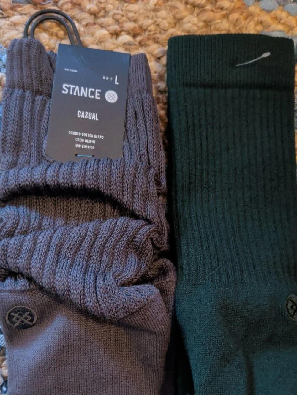 Stance Men’s Casual Crew Socks - Black & Dark Gray